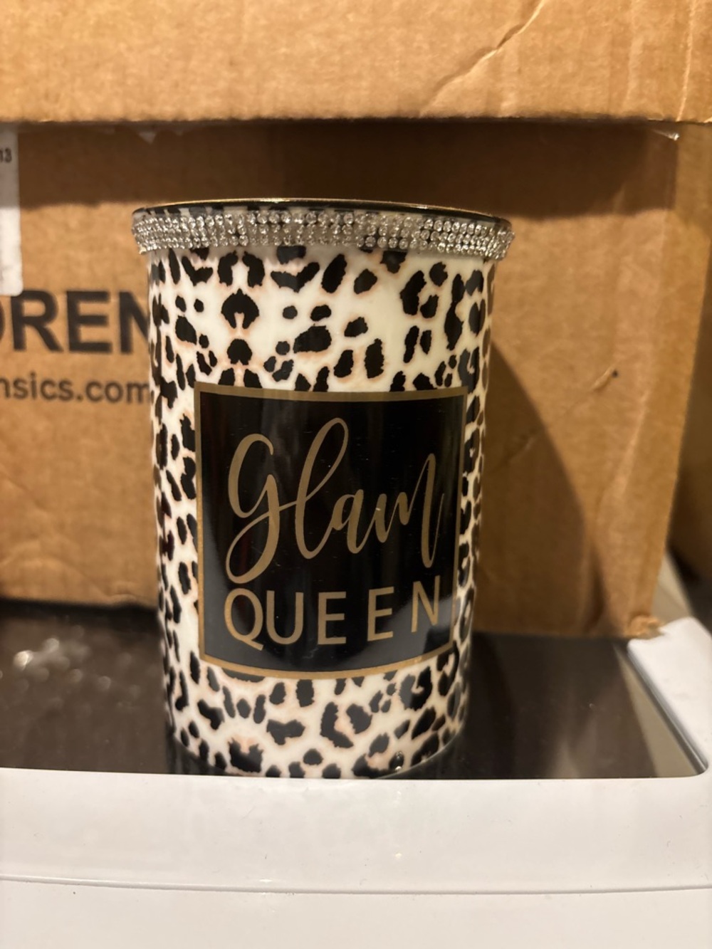 Glam Queen Leopard Print Decorative Accent - Black & White homeade